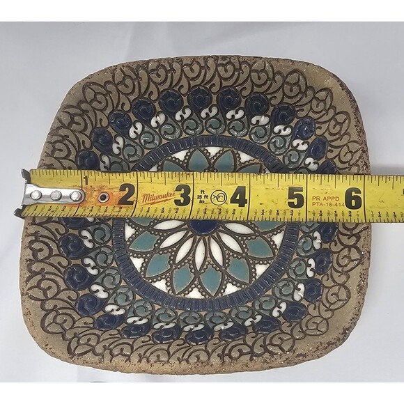 Sweet Little Mandala Marion Pollman Clay Art Rustic Ceramic Trinket Dish - Picture 10 of 13